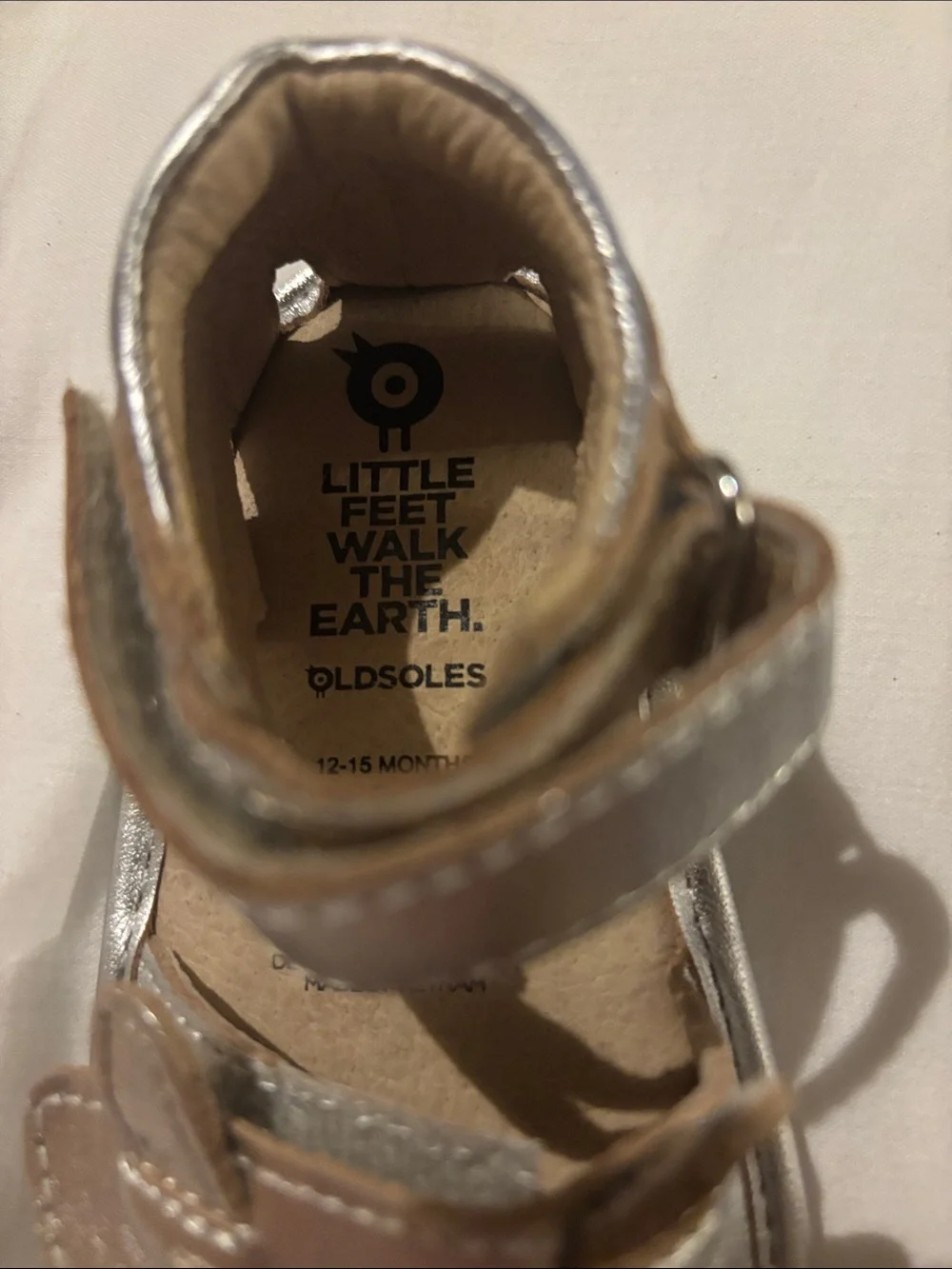 NWOT Old Soles Silver Cat-Accent Baby Sandals